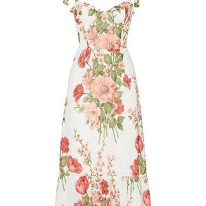 Reformation White Pink Nikita Roses Floral Print Bouquet Cocktail Dress